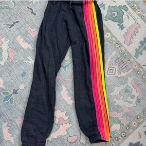 Charcoal Joggers with Neon Rainbow Stripes